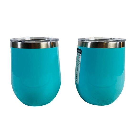 Corkcicle Stemless Wine Glass Tumbler 12 oz Cup Set of 2 Mug Tiffany Blue Lid - Picture 8 of 13